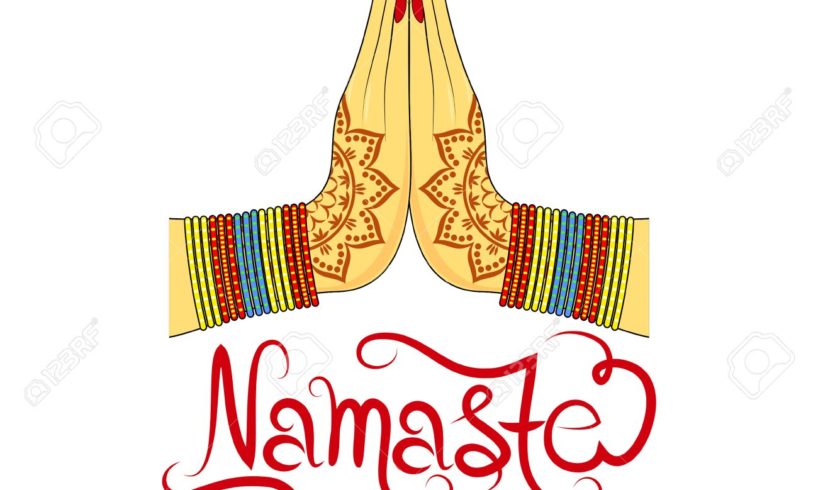 81714031 indian womans hand greeting posture of namaste vector illustration